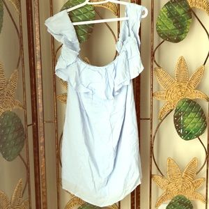Light baby blue off the shoulder dress